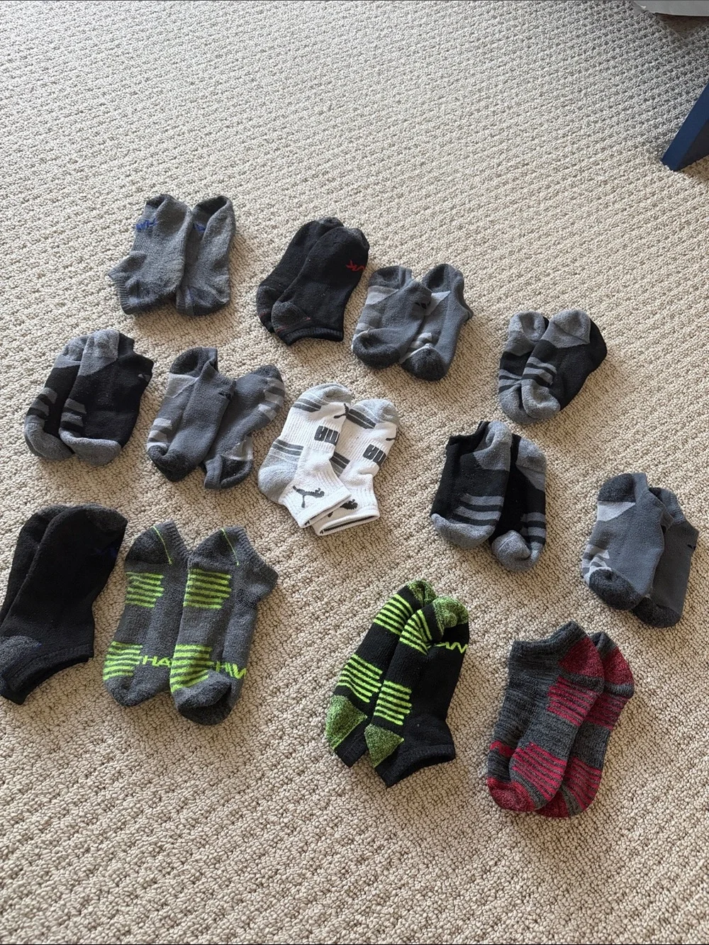 Assorted Kid's No-Show Athletic Socks -13 pairs